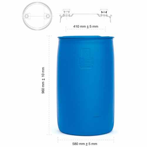 BIDÓN 220L DOS BOCAS  CIERRE ROSCA REDONDO 