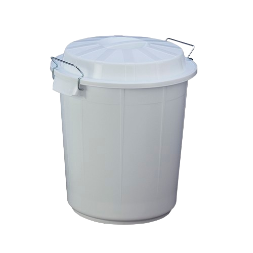 CUBO BASURA 50L CON TAPA ENGANCHE METALICO BLANCO 