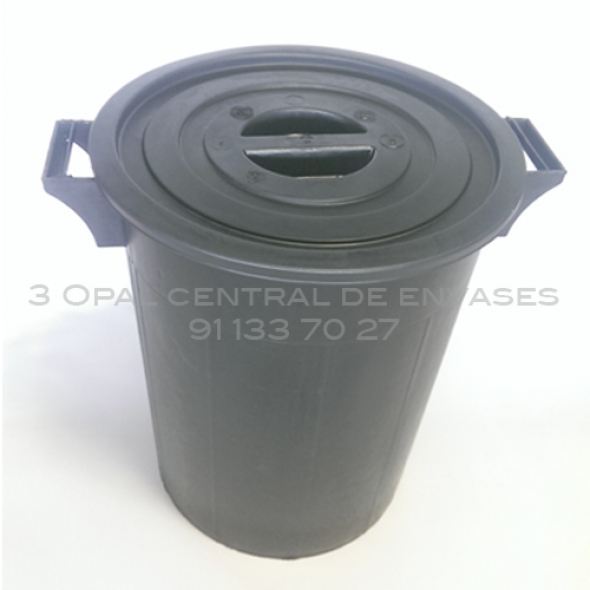 CUBO BASURA 95L. NEGRO CON TAPA